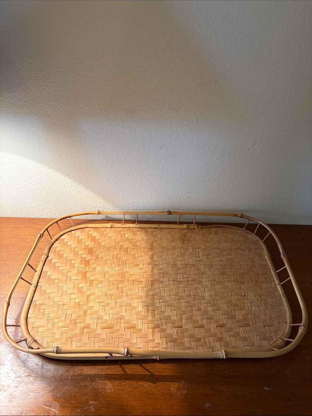 Bamboo Woven Serving Tray - Natural